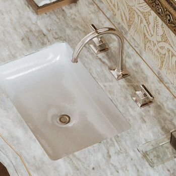 Rohl polished nickel apothecary widespread faucet and undermount victoria and albert sink