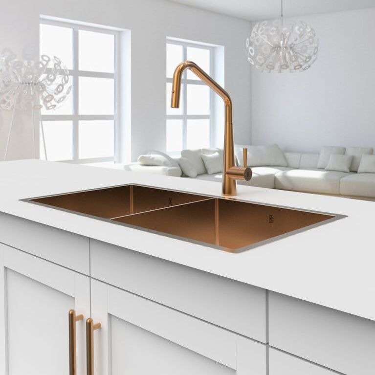 Zomodo modern bronze and gold kitchen sink and faucet